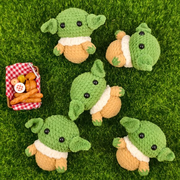 Handmade Amigurumi Crochet Yoda Plushie - Picture 5 of 6